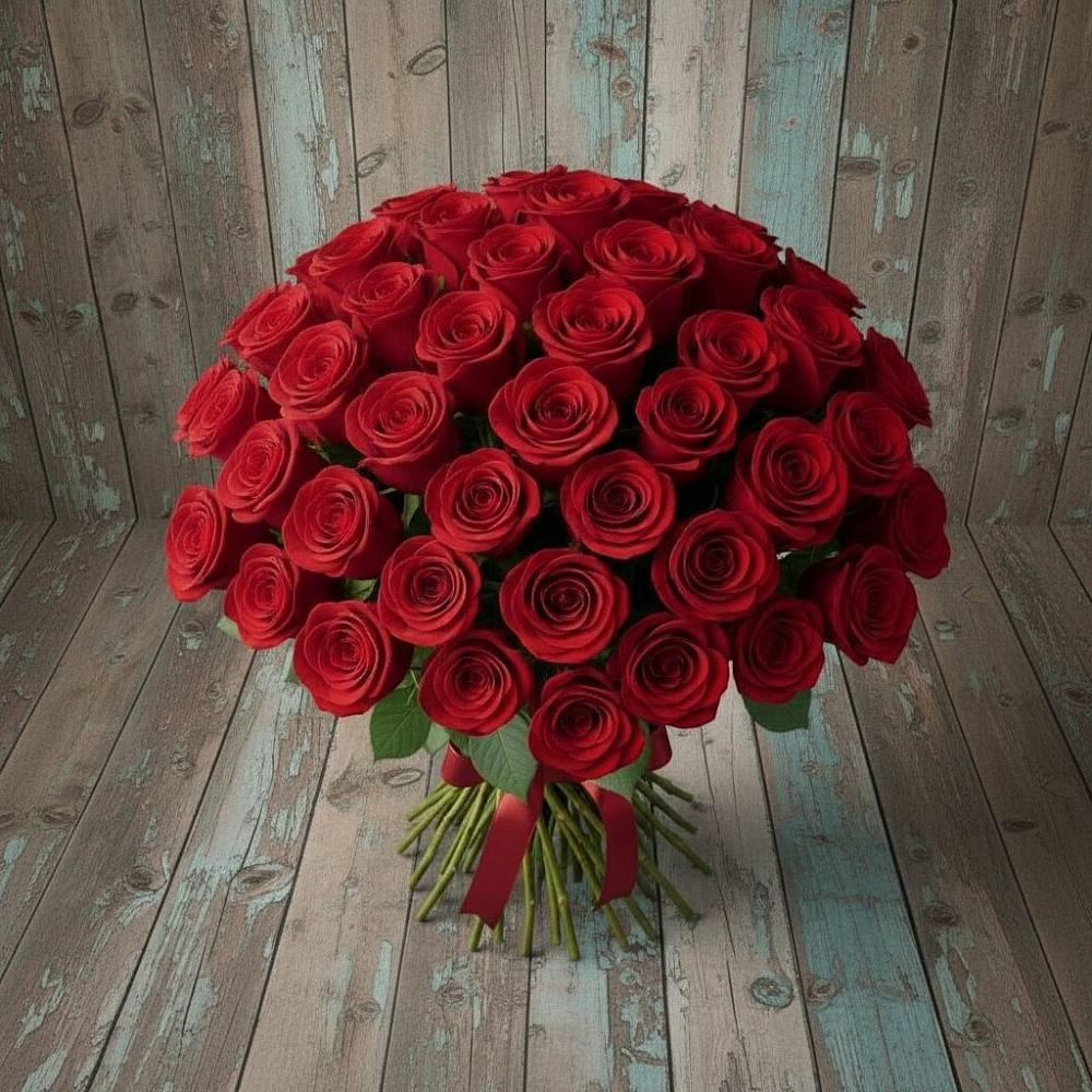 Букет 55 Красных роз Фридом в Новогуровском