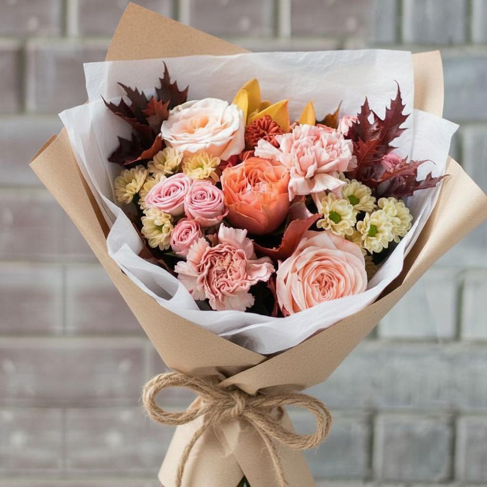 Букет цветов из: Гвоздики, Хризантемы и Розы в Новогуровском