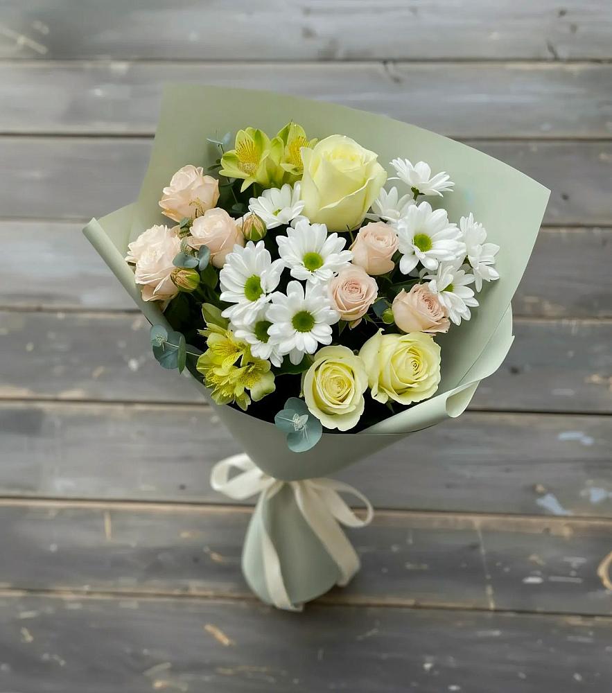 Букет цветов из: Альстромерии, Розы и Хризантемы в Новогуровском