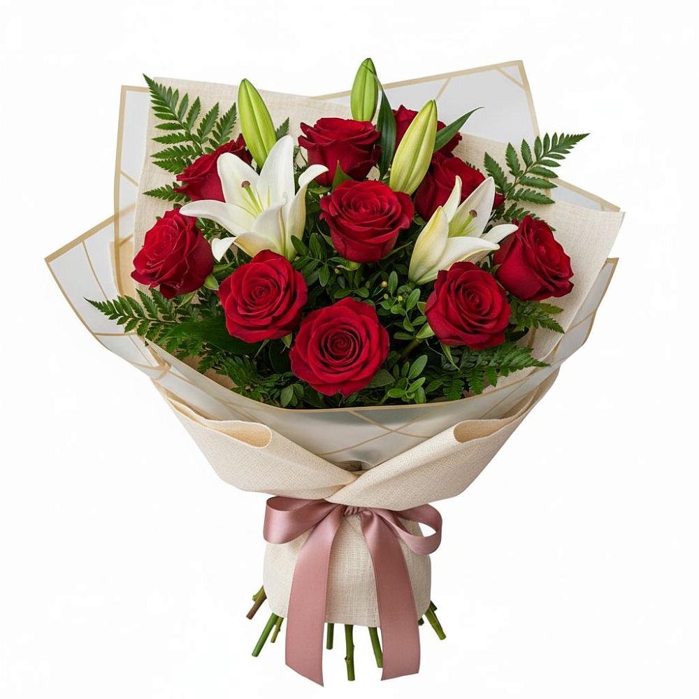 Букет цветов из: Лилии и Розы в Новогуровском