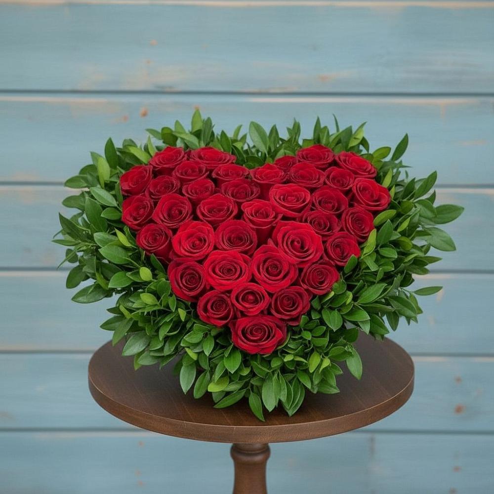 Цветочная композиция из Розы в виде сердца в Новогуровском