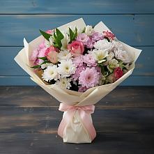 Букет цветов из:  Хризантемы, Альстромерии и Розы в Новогуровском