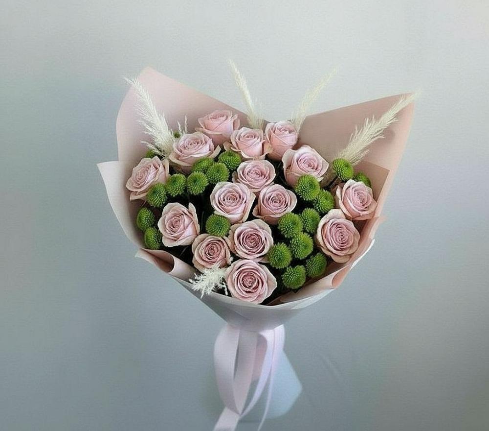 Букет цветов из: Розы и Хризантемы в Новогуровском