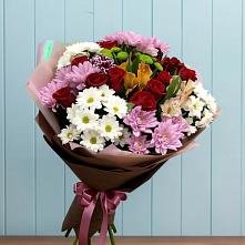 Букет цветов из:  Розы, Хризантемы и Альстромерии в Новогуровском
